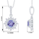 Round Tanzanite Halo Pendant with Diamond Accent Bail Tanzanite - ( AAA ) - Quality - Rosec Jewels
