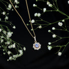 Round Tanzanite Bridal Necklace with Diamond Accent Bail AAA - Rosec Jewels