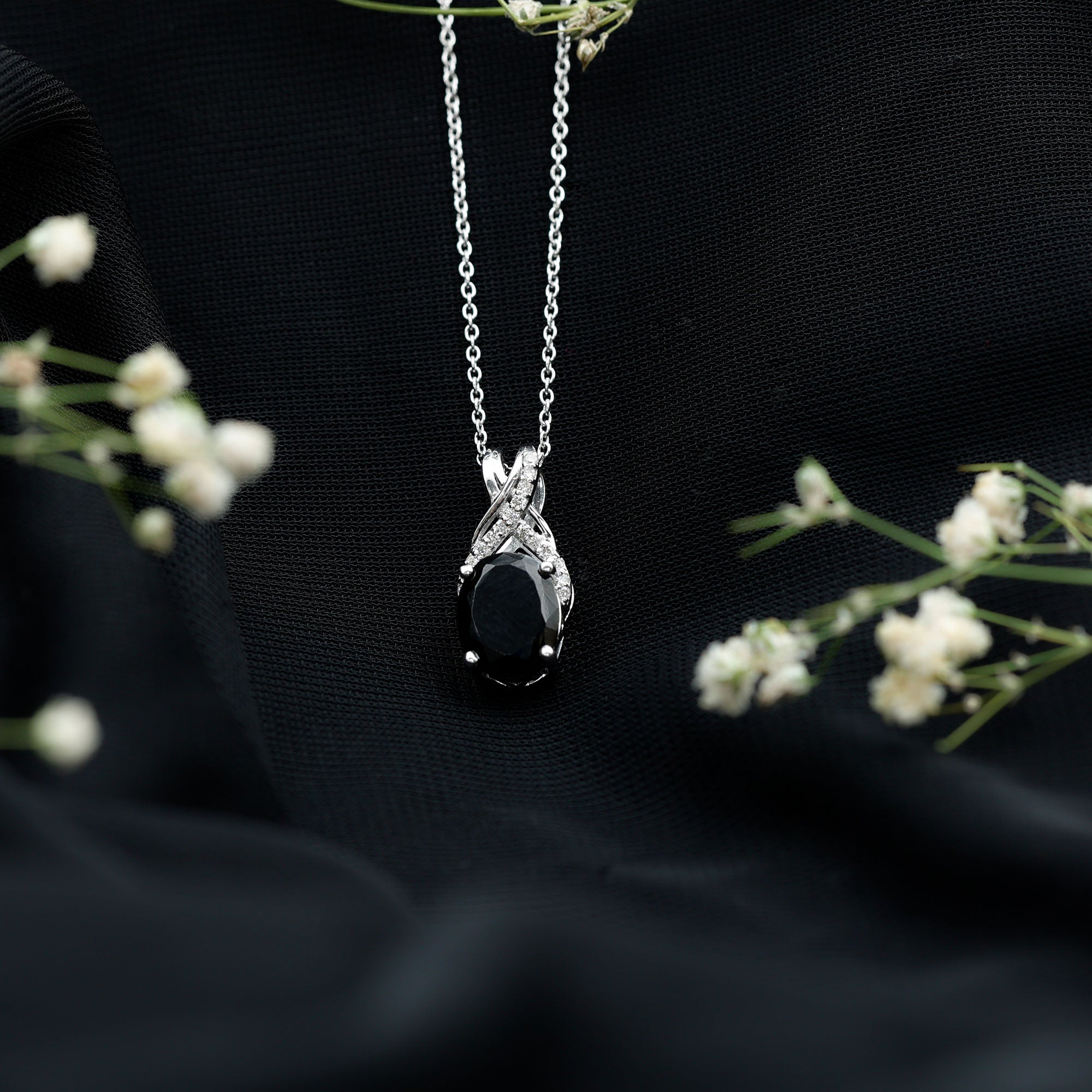 4 Carat Oval Lab Created Black Diamond Infinity Necklace With