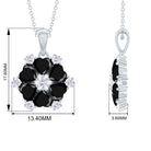 1.75 CT Heart Shape Black Spinel and Diamond Flower Pendant Black Spinel - ( AAA ) - Quality - Rosec Jewels
