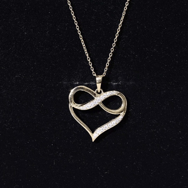 Certified Moissanite Heart and Infinity Necklace with Silver Chain D-VS1 92.5 Sterling Silver - Rosec Jewels