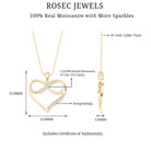 Certified Moissanite Heart and Infinity Necklace with Silver Chain D-VS1 14K Yellow Gold Plated Silver - Rosec Jewels