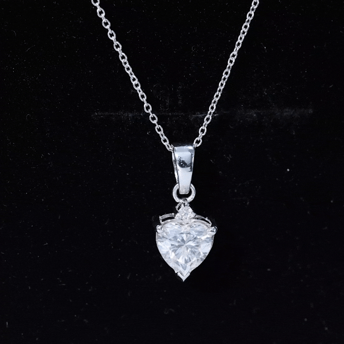 Sterling Silver 2 Carat Moissanite Heart Pendant Necklace D-VS1 92.5 Sterling Silver - Rosec Jewels