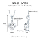 Sterling Silver 2 Carat Moissanite Heart Pendant Necklace D-VS1 92.5 Sterling Silver - Rosec Jewels