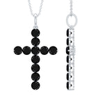 Certified Real Black Onyx Cross Pendant Necklace with Silver Chain AAA 92.5 Sterling Silver - Rosec Jewels