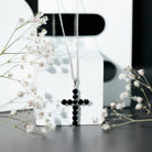 Certified Real Black Onyx Cross Pendant Necklace with Silver Chain AAA 92.5 Sterling Silver - Rosec Jewels