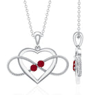 Unique Heart Infinity Pendant Necklace with Ruby AAA - Rosec Jewels