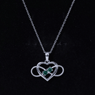Lab Created Emerald Heart and Infinity Pendant Necklace AAAA - Rosec Jewels