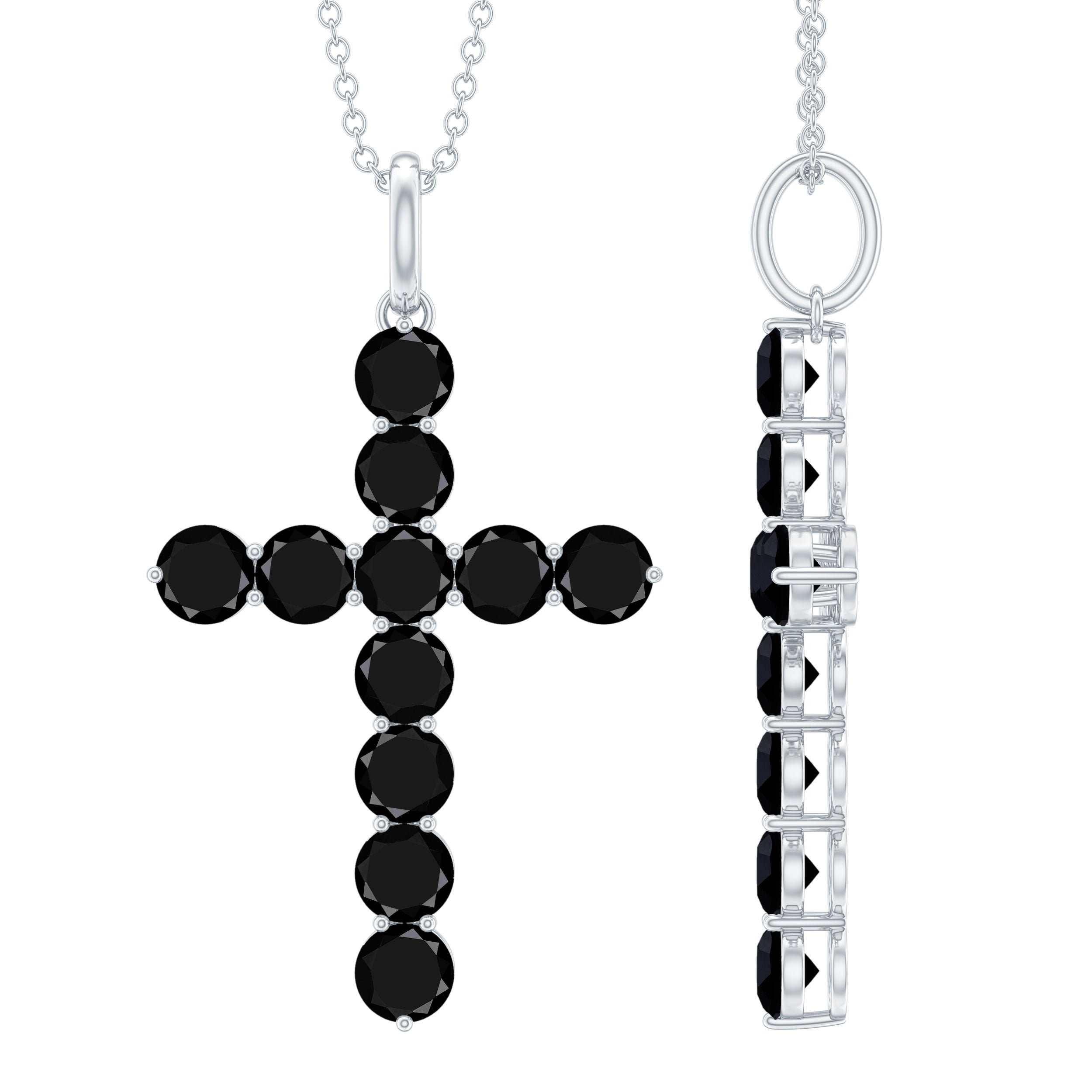 Lab Created Black Diamond Cross Pendant Necklace – Rosec Jewels