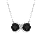 Round Black Spinel Two Stone Infinity Necklace Black Spinel - ( AAA ) - Quality - Rosec Jewels