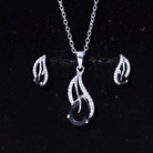 Real Black Onyx Earrings and Pendant Set with Moissanite AAA 92.5 Sterling Silver - Rosec Jewels
