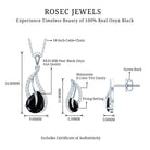 Pear Shaped Black Onyx Necklace and Earrings Set with Moissanite AAA - Rosec Jewels