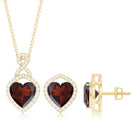 Real Garnet and Diamond Infinity Heart Jewelry Set AAA - Rosec Jewels