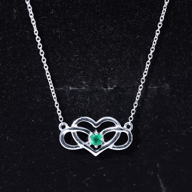 Emerald Heart and Infinity Pendant for Women Emerald - ( AAA ) - Quality - Rosec Jewels
