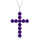 Natural Amethyst Cross Pendant Necklace with Chain AAA - Rosec Jewels