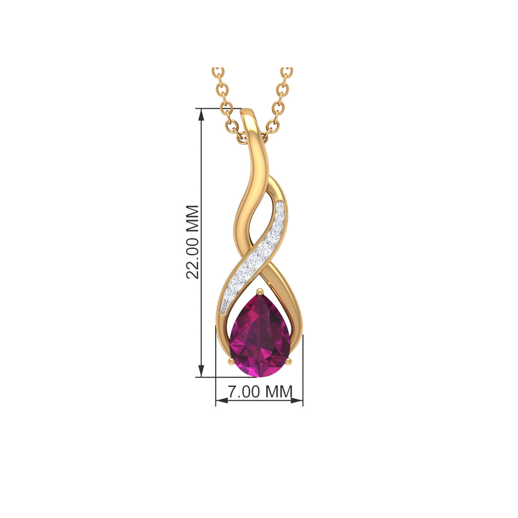 1 CT Rhodolite and Diamond Infinity Pendant Necklace Rhodolite - ( AAA ) - Quality - Rosec Jewels