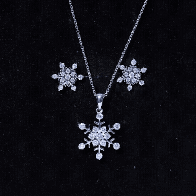 Certified Moissanite Snowflake Jewelry Set For Christmas D-VS1 - Rosec Jewels