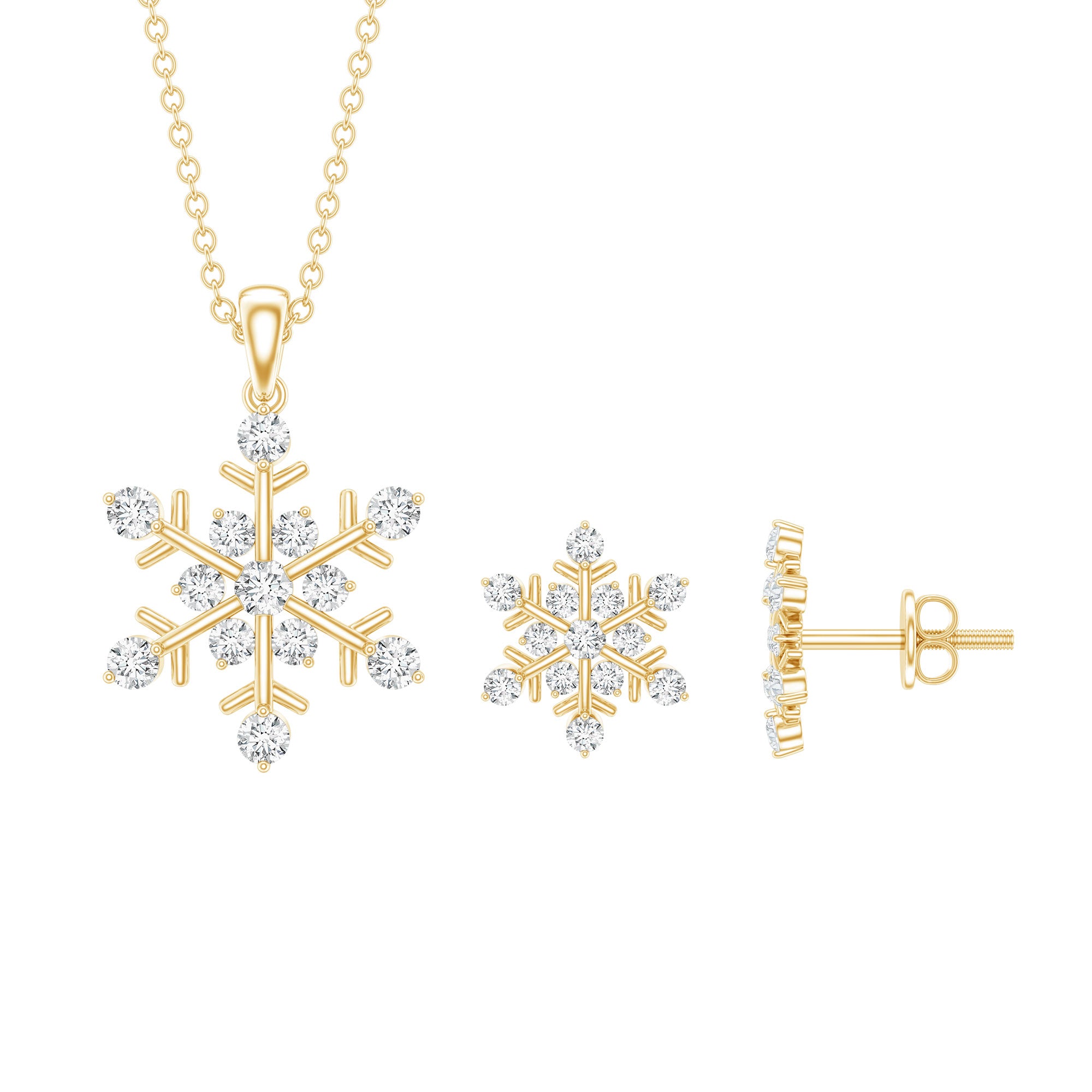 Certified Moissanite Snowflake Jewelry Set For Christmas D-VS1 - Rosec Jewels