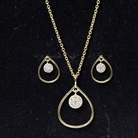 Rosec Jewels-Diamond and Gold Open Teardrop Pendant and Earring Set for Women