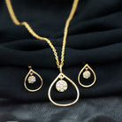 Rosec Jewels-Diamond and Gold Open Teardrop Pendant and Earring Set for Women