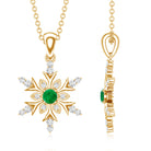 Emerald Snowflake Pendant Necklace with Diamond AAA - Rosec Jewels