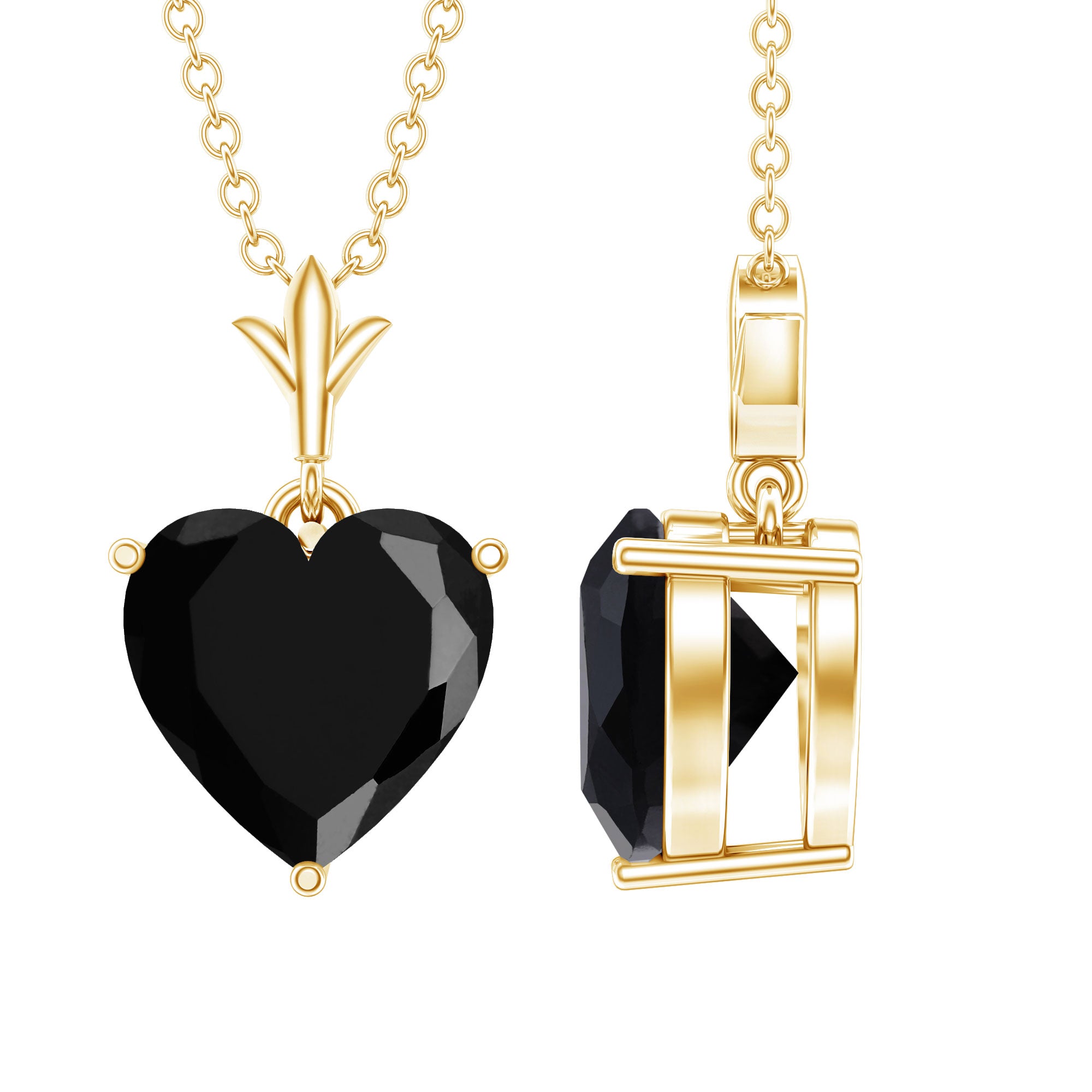 Lab Created Black Diamond Heart Shape Necklace With Chain – Rosec