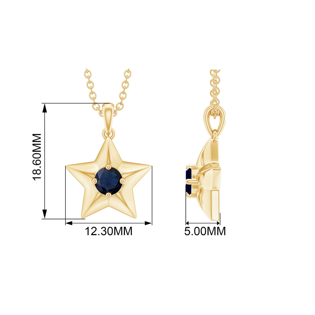 0.25 CT Blue Sapphire and Gold Star Pendant for Woman Blue Sapphire - ( AAA ) - Quality - Rosec Jewels