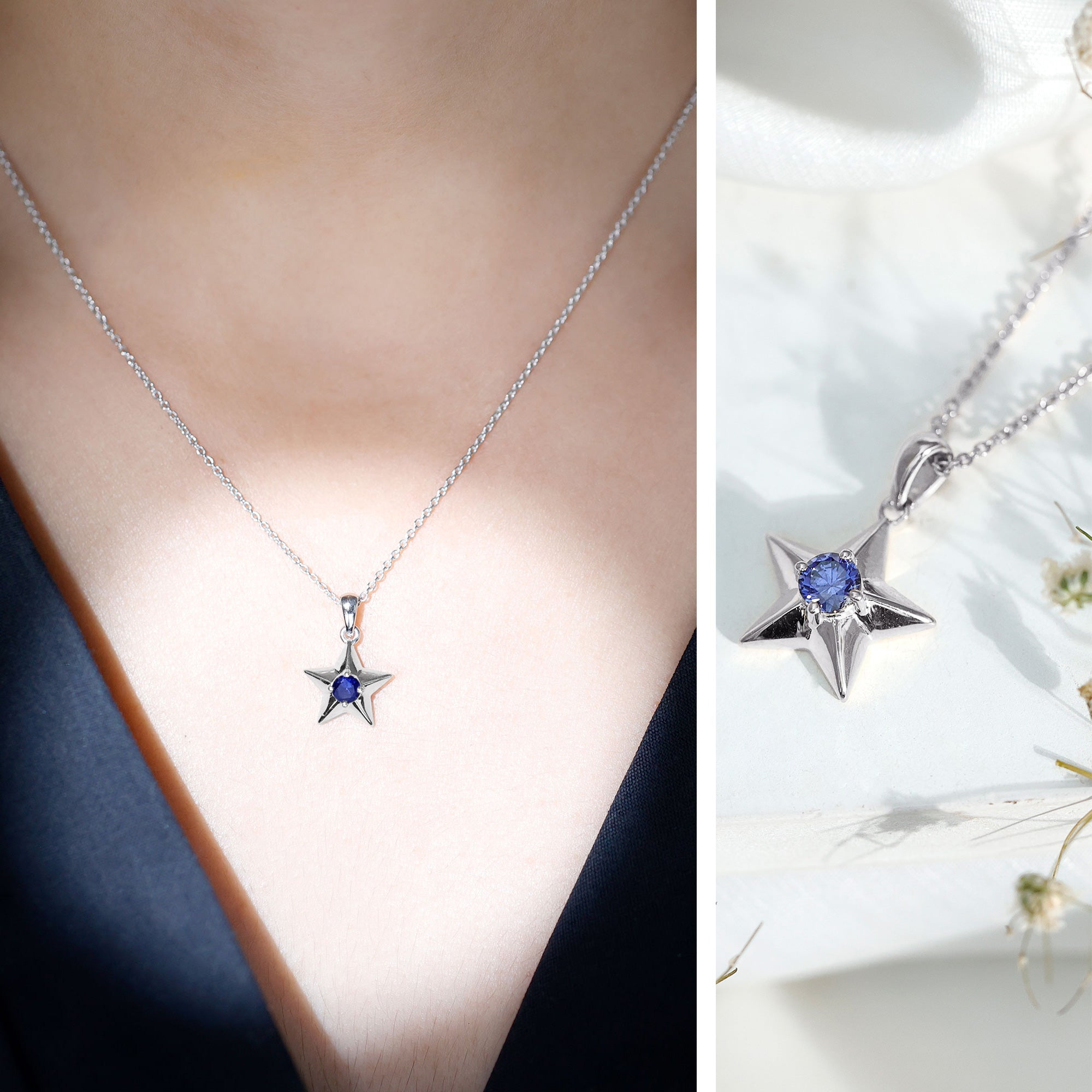 Lab Created Blue Sapphire Star Of David Necklace – Rosec Jewels