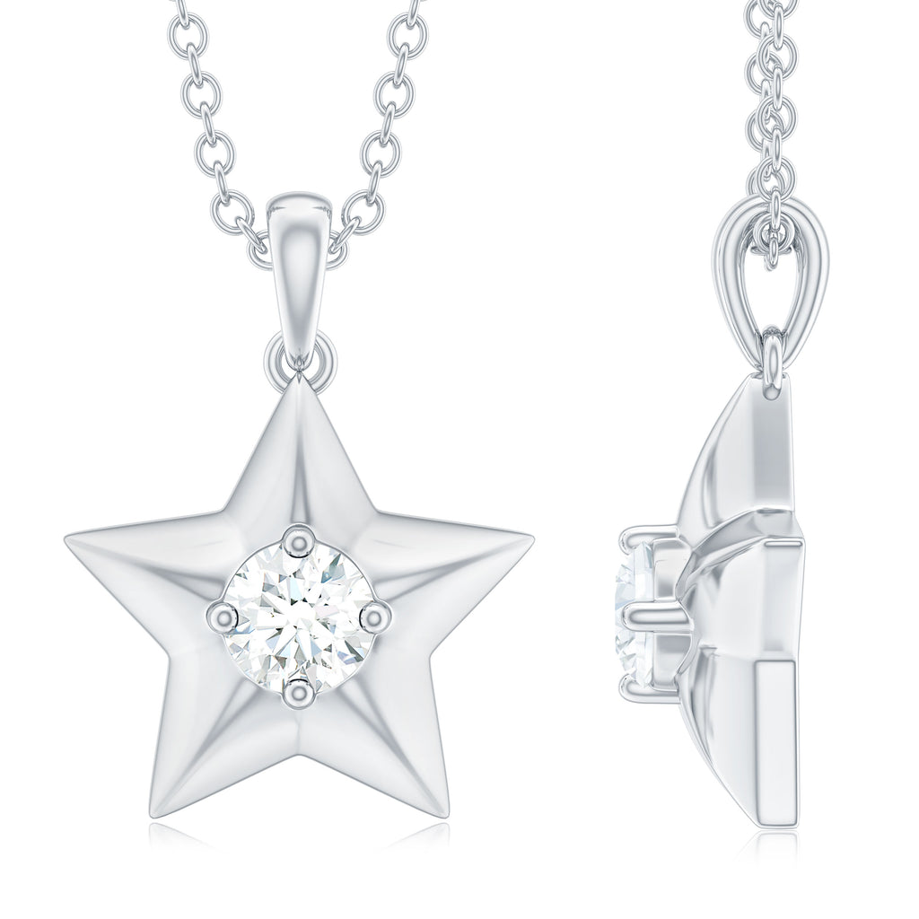 1/4 CT Moissanite and Silver Star Pendant - Rosec Jewels