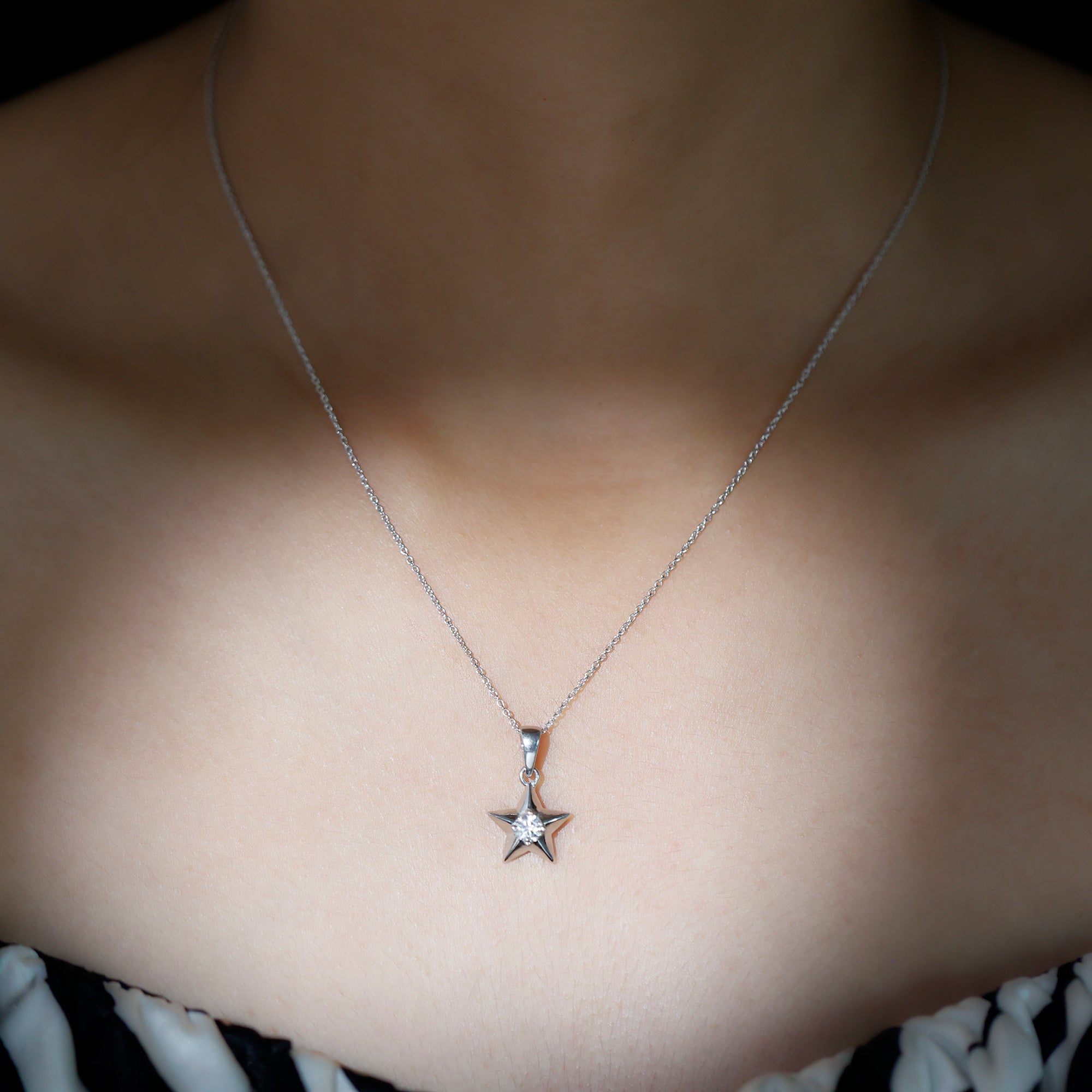 Certified Moissanite Star Pendant Necklace - Rosec Jewels