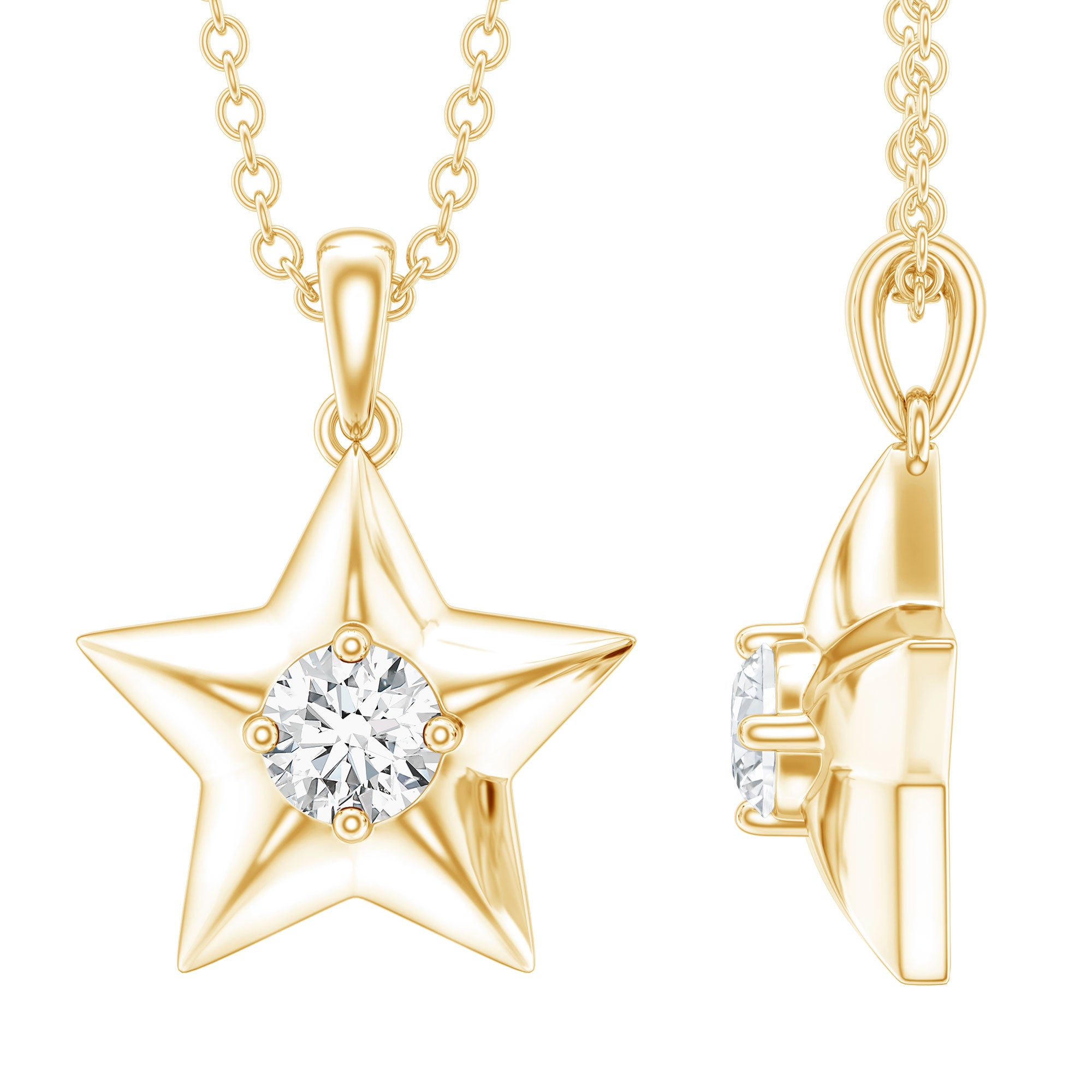 Certified Moissanite Star Pendant Necklace with Chain D-VS1 - Rosec Jewels