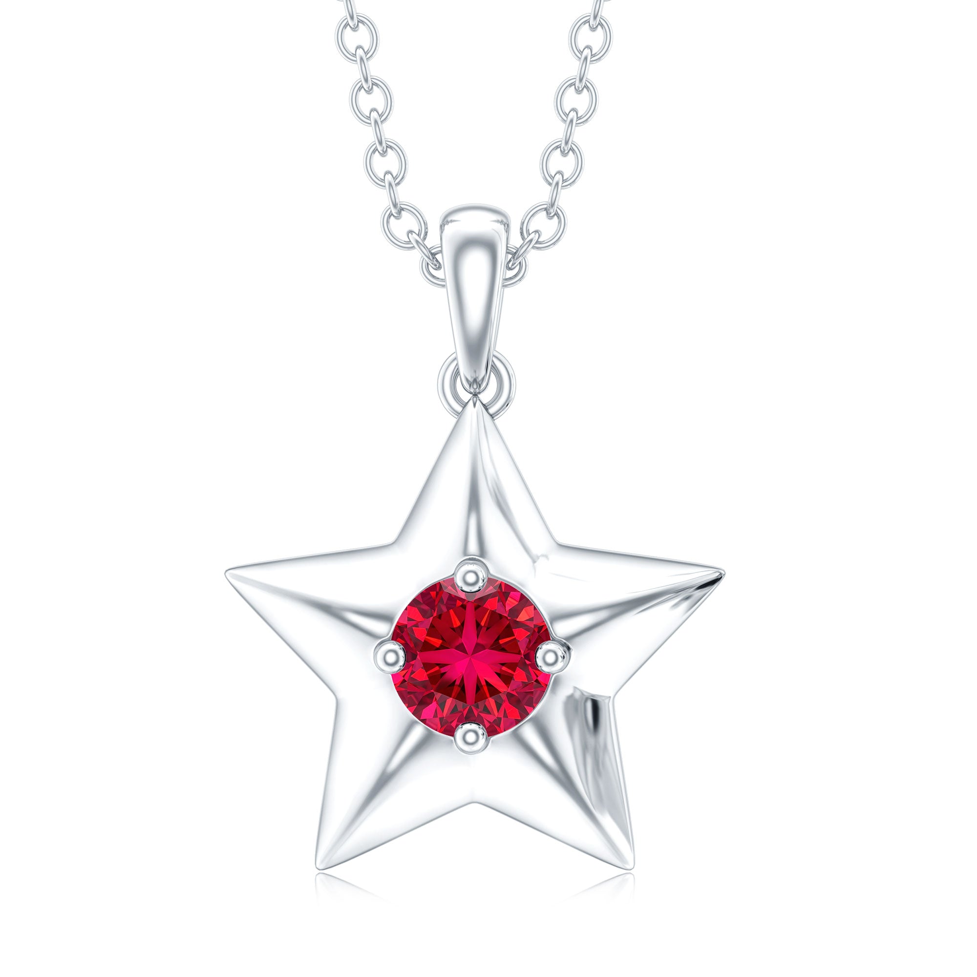Certified Lab Created Ruby Star Pendant Necklace – Rosec Jewels