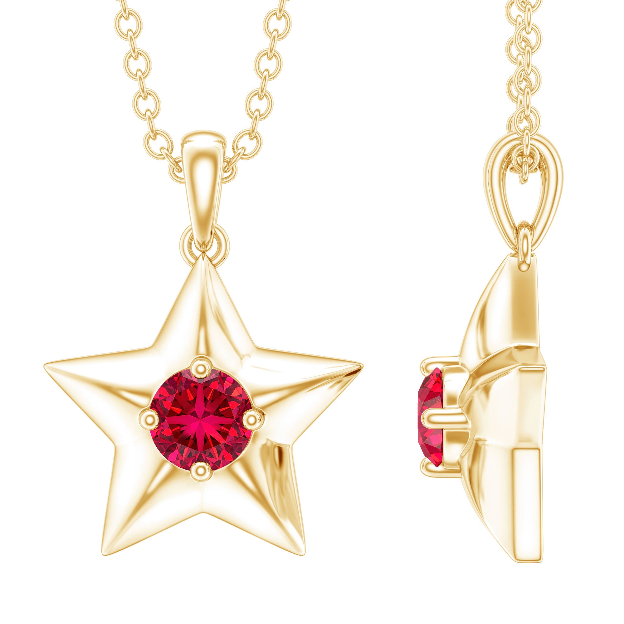 Certified Lab Created Ruby Star Pendant Necklace – Rosec Jewels