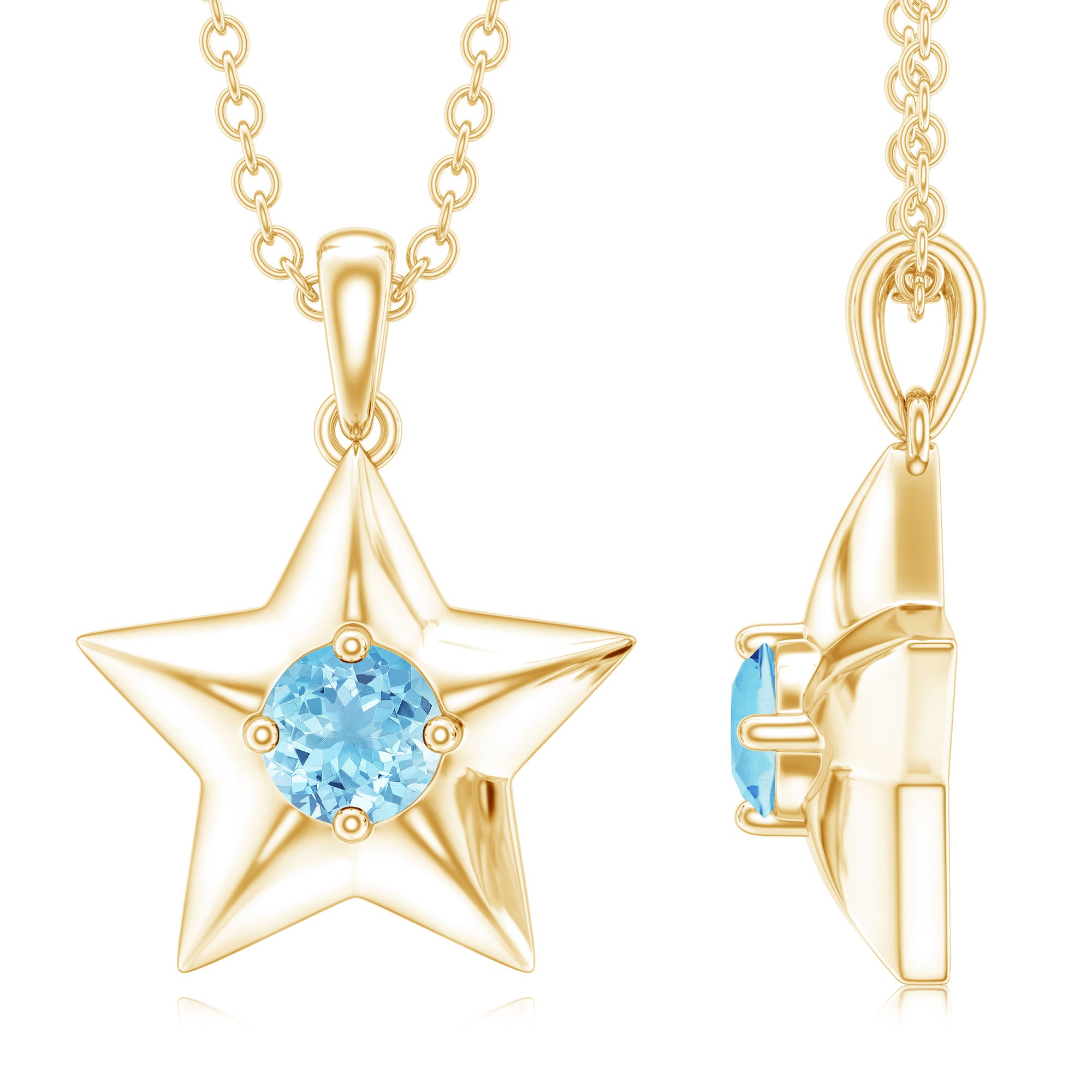 Natural Aquamarine Star of David Necklace for Women AAA - Rosec Jewels