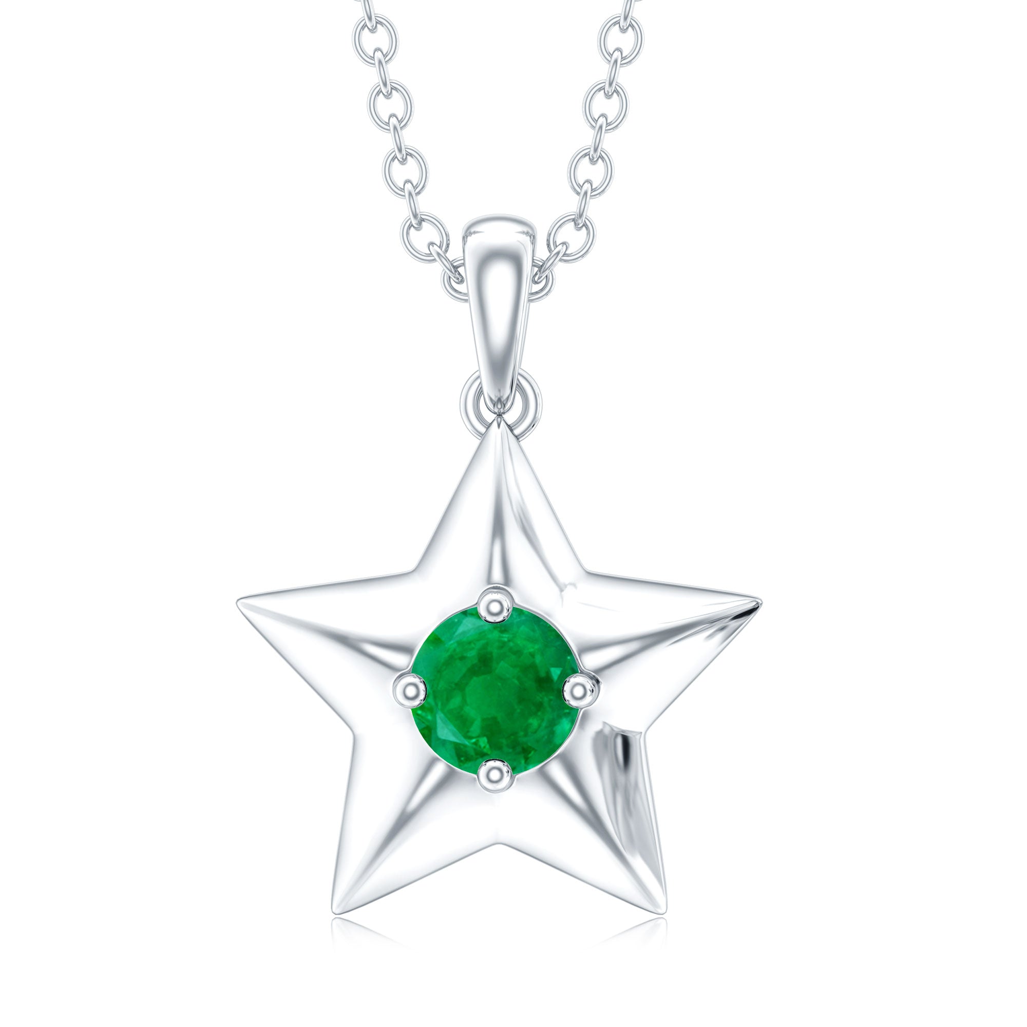 Natural Half Carat Emerald Star Pendant Necklace for Women AAA - Rosec Jewels