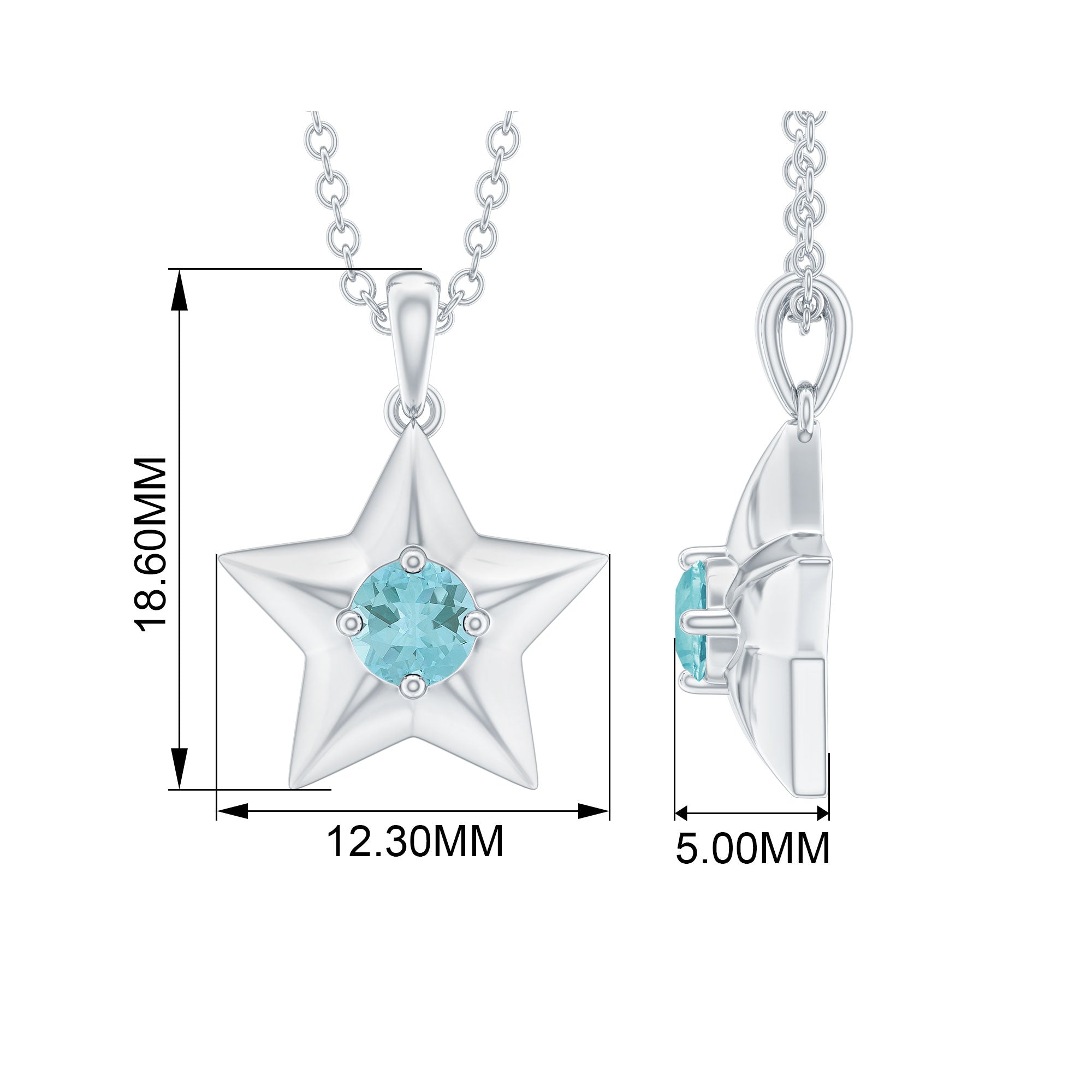 1/4 CT Sky Blue Topaz and Gold Star Pendant Necklace Sky Blue Topaz - ( AAA ) - Quality - Rosec Jewels