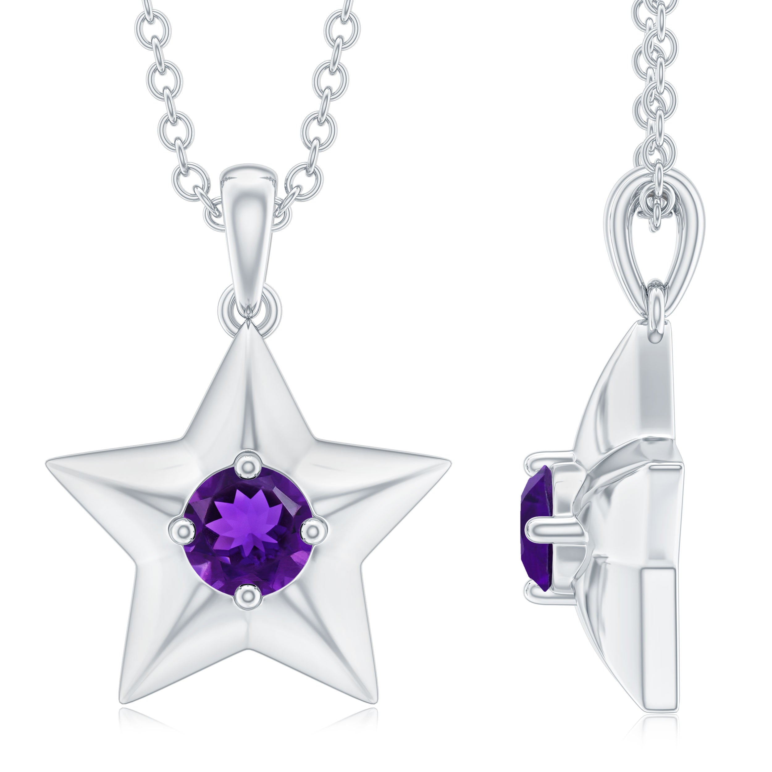 Natural Amethyst Star Pendant Necklace – Rosec Jewels