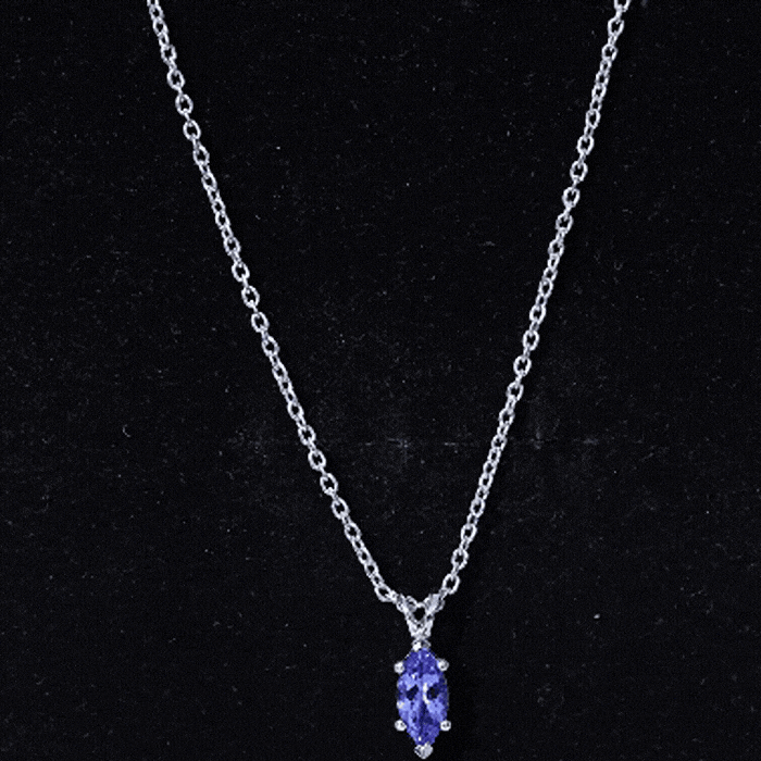 Natural 0.6 Carat Marquise Tanzanite Pendant Necklace with Silver Chain AAA 92.5 Sterling Silver - Rosec Jewels