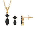 1.5 CT Princess and Marquise Shape Black Spinel Dangle Jewelry Set for Women Black Spinel - ( AAA ) - Quality - Rosec Jewels