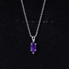 Genuine Marquise Cut Amethyst Solitaire Necklace with Silver Chain AAA 92.5 Sterling Silver - Rosec Jewels
