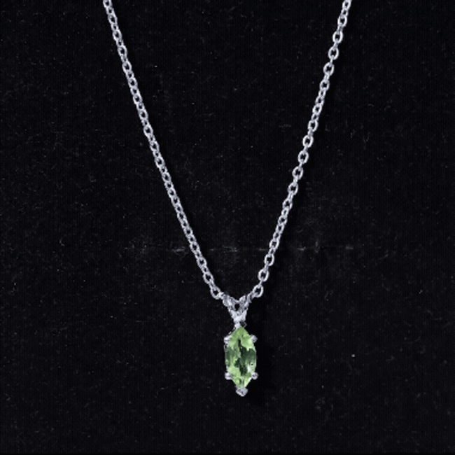 0.74 Carat Marquise Cut Peridot Birthstone Necklace with Silver Chain AAA 92.5 Sterling Silver - Rosec Jewels