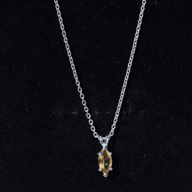 Marquise Cut 4X8 MM Citrine Solitaire Necklace with Silver Chain AAA 92.5 Sterling Silver - Rosec Jewels