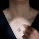 Real Amethyst Moissanite Teardrop Pendant Necklace - Rosec Jewels