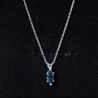 Real 0.7 Carat Marquise London Blue Topaz Necklace with Silver Chain AAA 92.5 Sterling Silver - Rosec Jewels