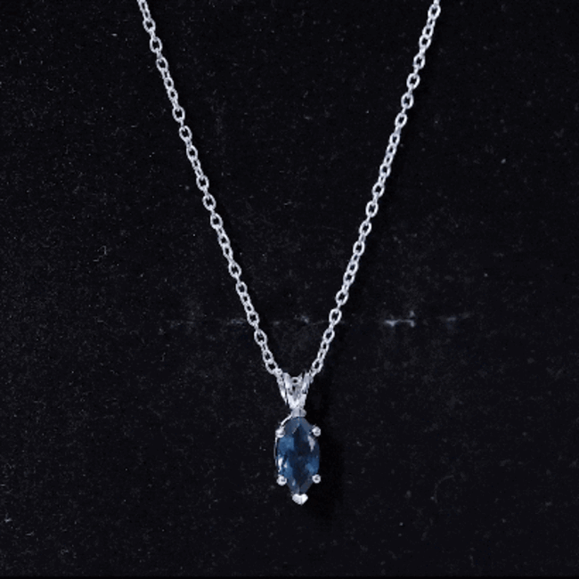 Real 0.7 Carat Marquise London Blue Topaz Necklace with Silver Chain AAA 92.5 Sterling Silver - Rosec Jewels