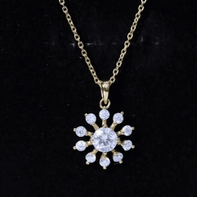 Certified Moissanite Snowflake Necklace in Yellow Gold Plated Silver D-VS1 14K Yellow Gold Plated Silver - Rosec Jewels
