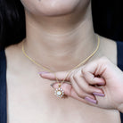 Certified Moissanite Snowflake Necklace in Yellow Gold Plated Silver D-VS1 14K Yellow Gold Plated Silver - Rosec Jewels
