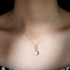 Freshwater White Pearl and Moissanite Infinity Pendant in Silver AAA 92.5 Sterling Silver - Rosec Jewels
