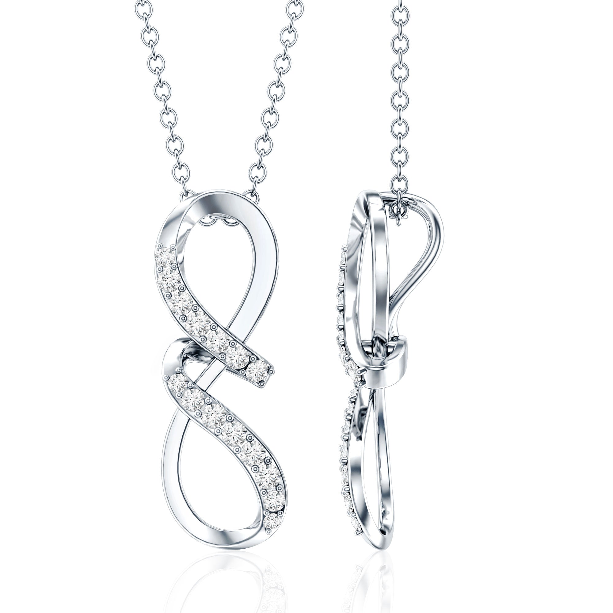 Certified Diamond Twisted Infinity Necklace Natural - ( HI-SI ) - Rosec Jewels