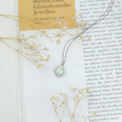 1.3 Carat Oval Cut Rainbow Opal Art Deco Necklace with Moissanite Halo AAA 92.5 Sterling Silver - Rosec Jewels